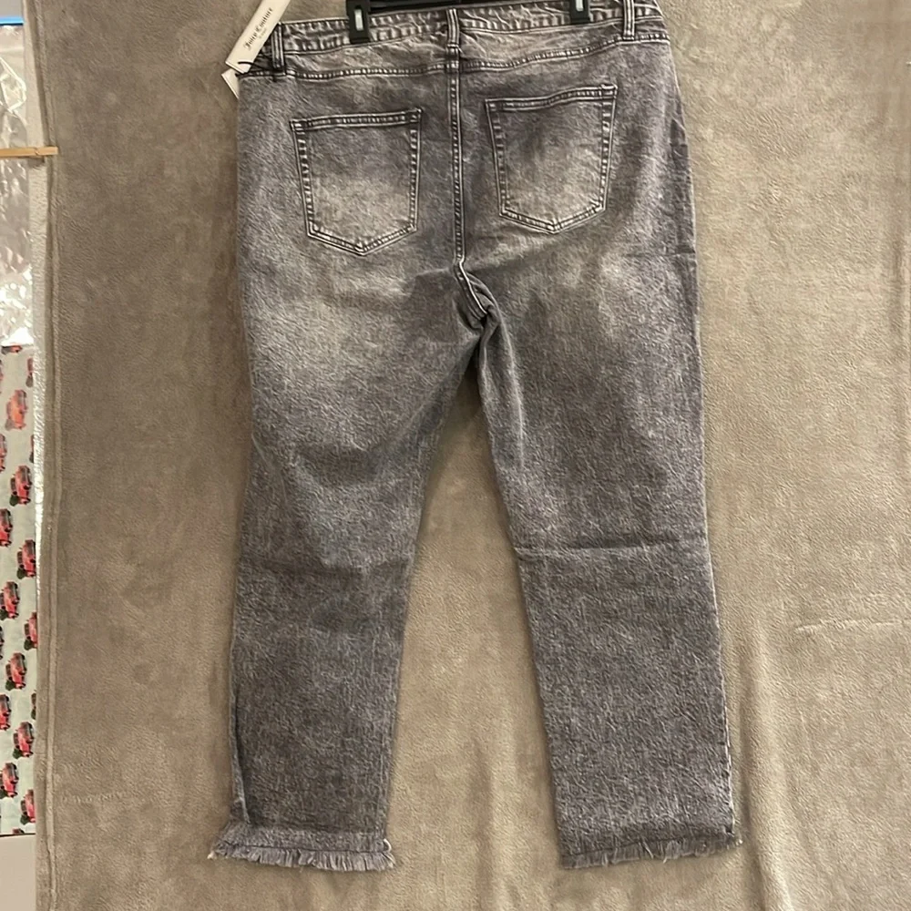 NWT Juicy Couture Venice Straight‎ Leg Jeans Grey Marble Women’s Sz 20W 5 pocket